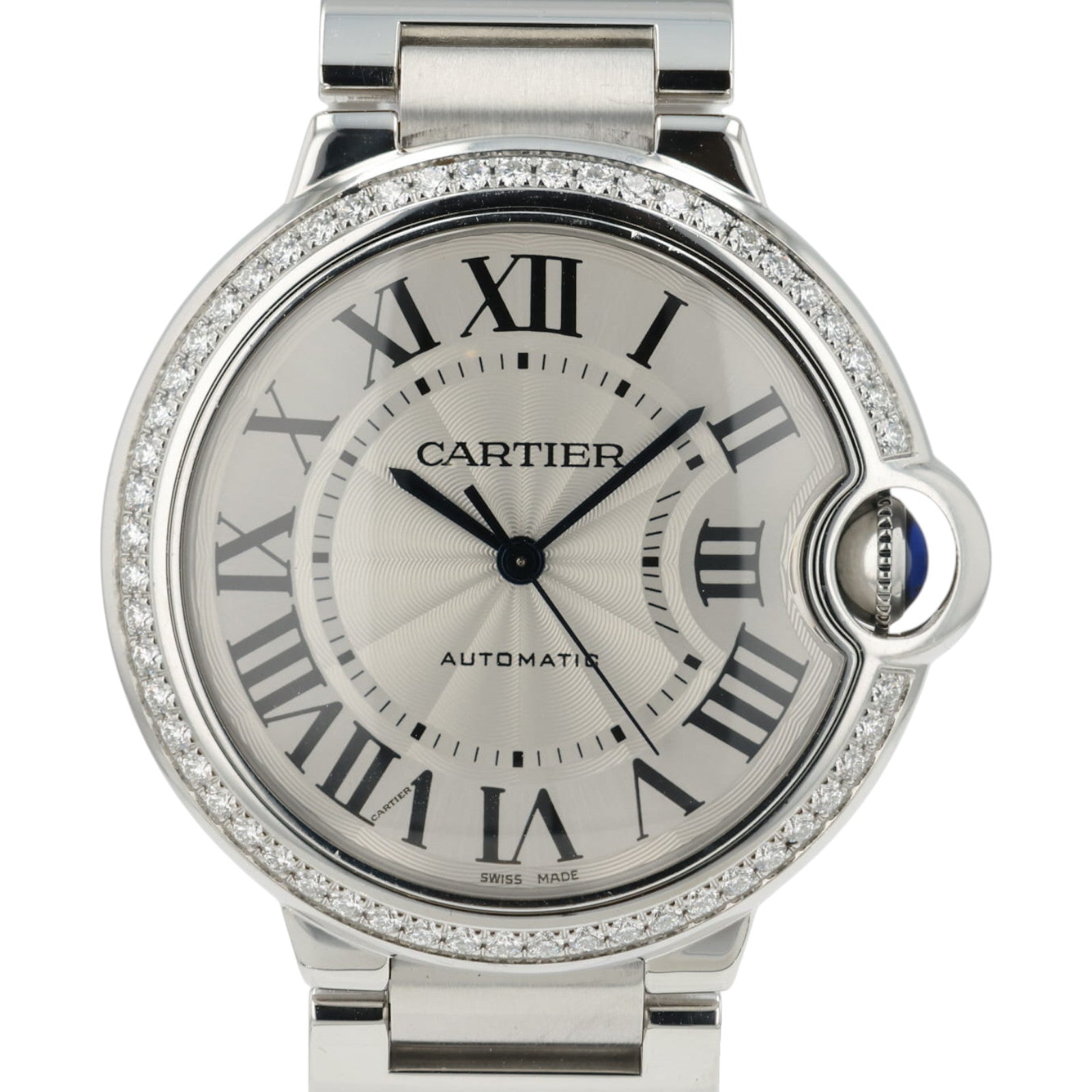 Cartier Ballon Bleu Diamonds Stainless Steel 36mm Auto Unisex Watch W4BB0017
