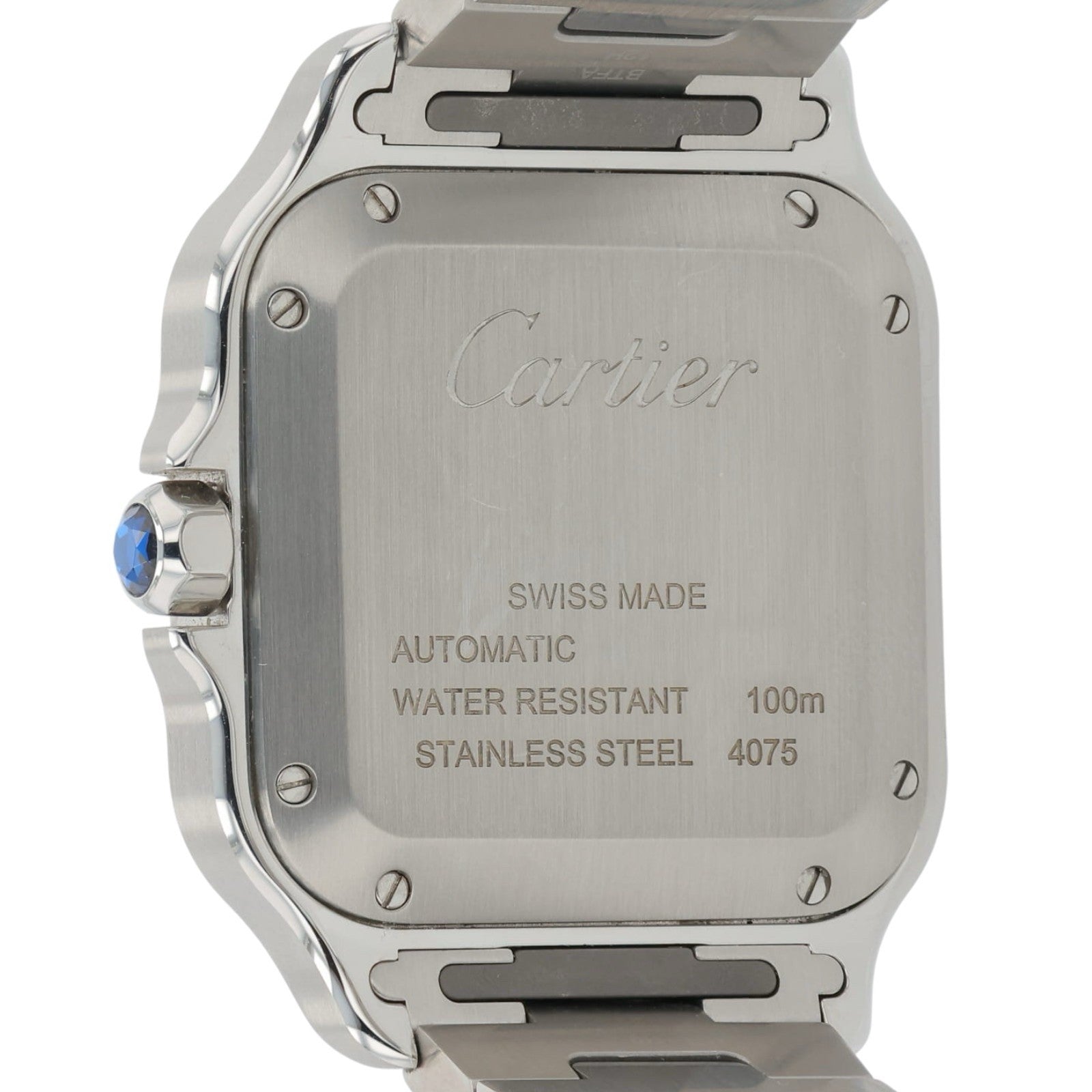 Cartier Santos Stainless Steel Blue Dial Medium Size Automatic Mens WSSA0063