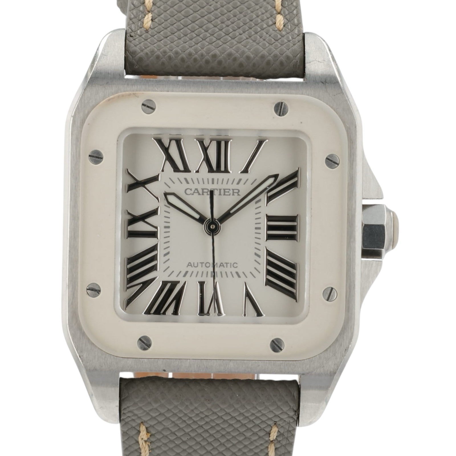 Cartier Santos 100 White Dial Stainless Steel 33x44mm Auto Watch W20129U2