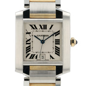 Cartier Tank Silver Dial 18k Yellow Gold & Steel 30x25mm Quartz Women’s W51023Q4