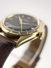 Rolex Oyster Perpetual 14k Gold Black Dial 34mm Automatic Men’s Watch 6084