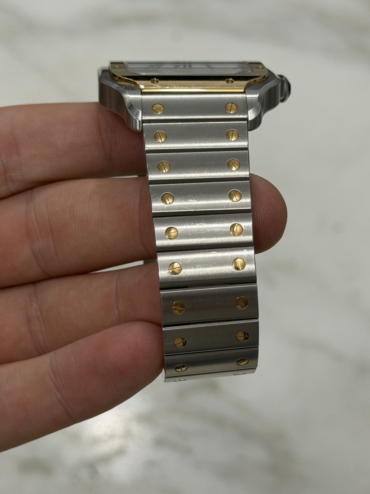Cartier Santos Silver Dial Gold & Steel 39x47mm Automatic Mens Watch W2SA0009