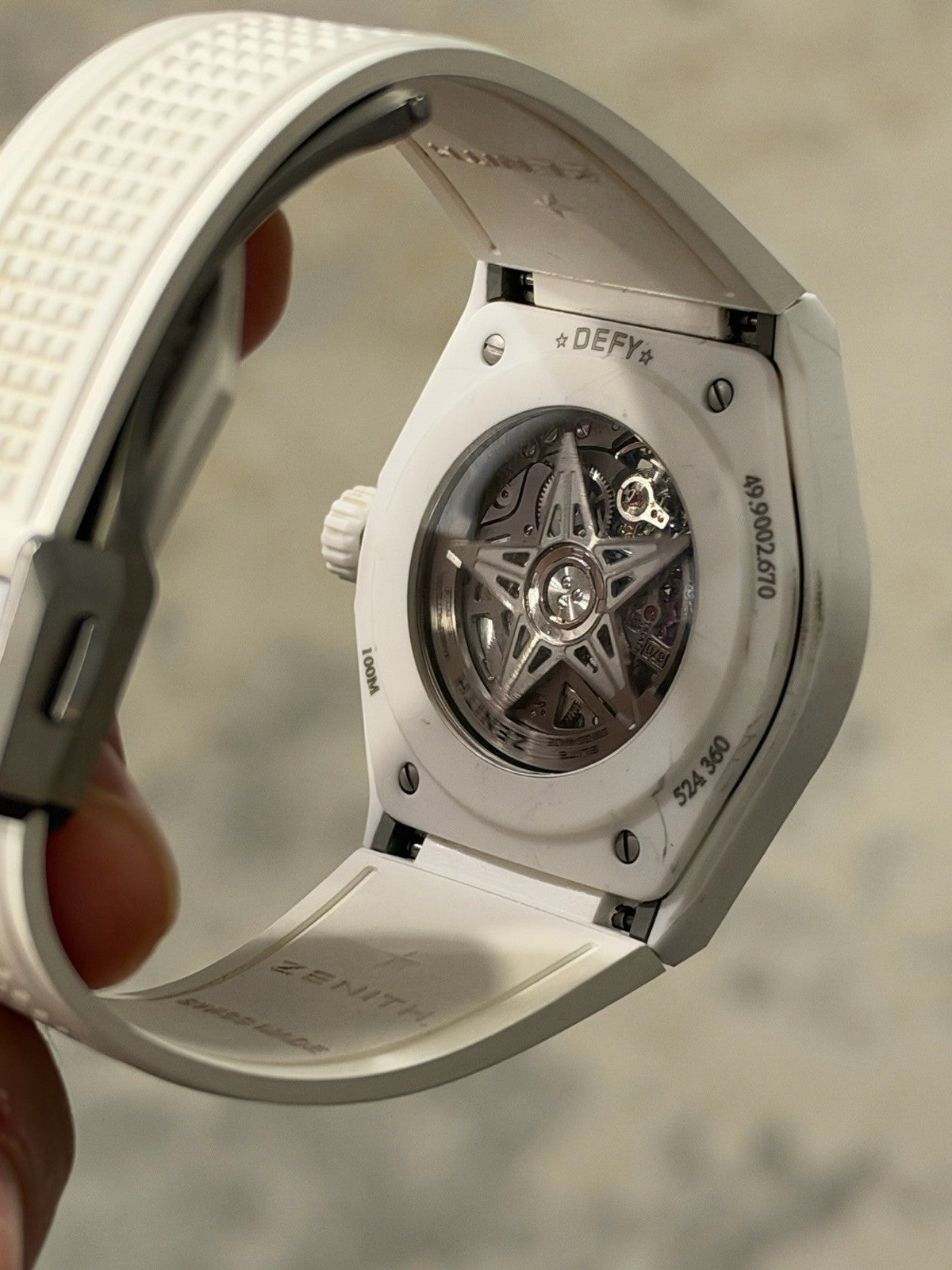 Zenith Defy Skeleton Ceramic White 41mm Automatic Mens Watch 49.9002.670