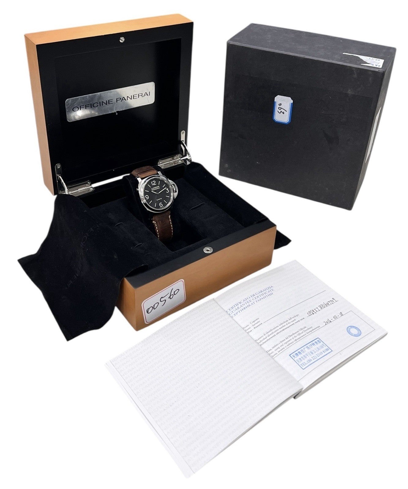 Panerai Luminor Stainless Steel Black Dial 44mm Manual Wind Mens Watch PAM00560