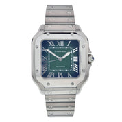 Cartier Santos Stainless Steel Green Dial 35mm Automatic Mens Watch WSSA0061