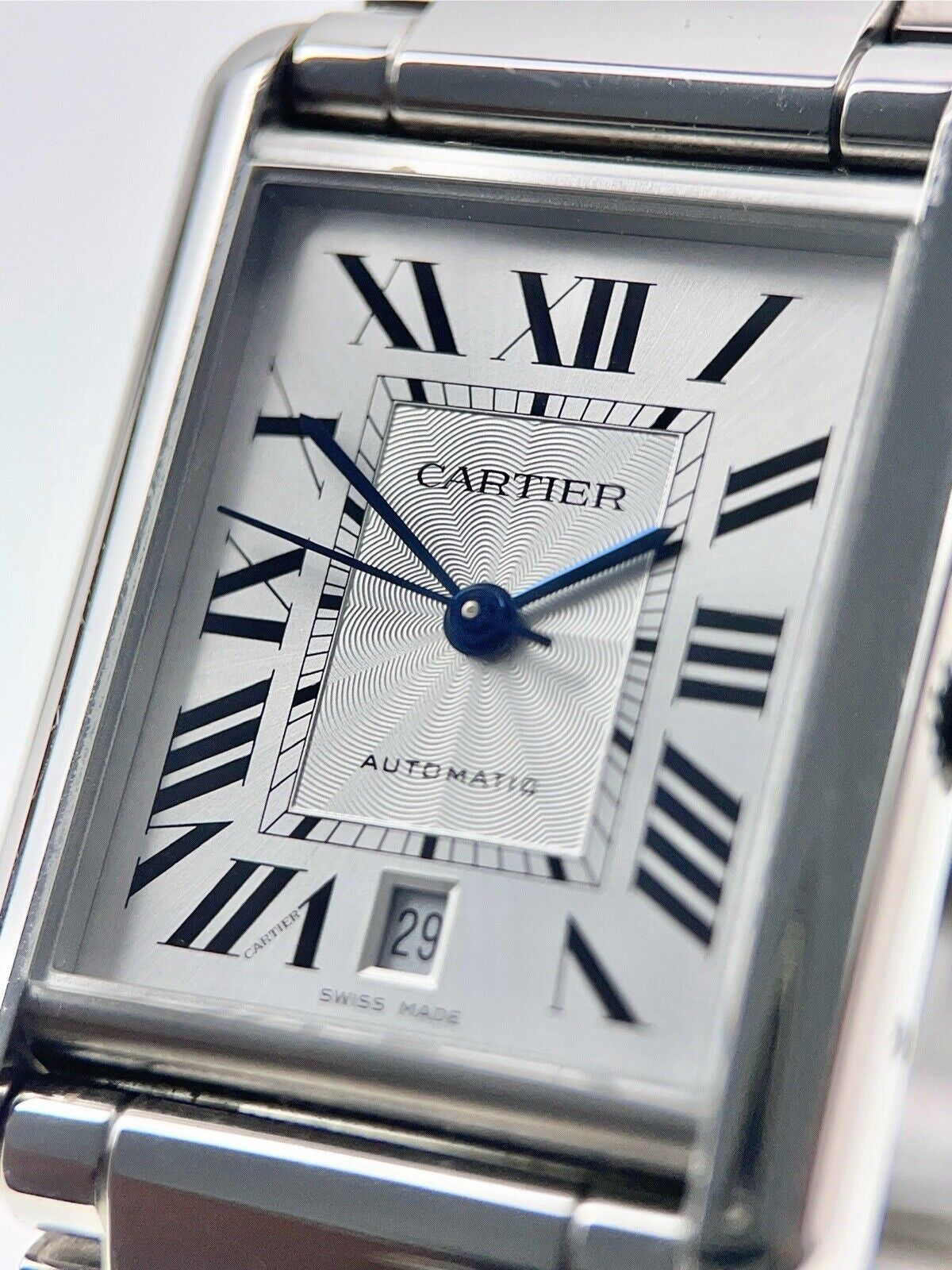 Cartier Tank XL Steel 31mm Automatic Men’s Watch WSTA0053 W/ Extension 2029
