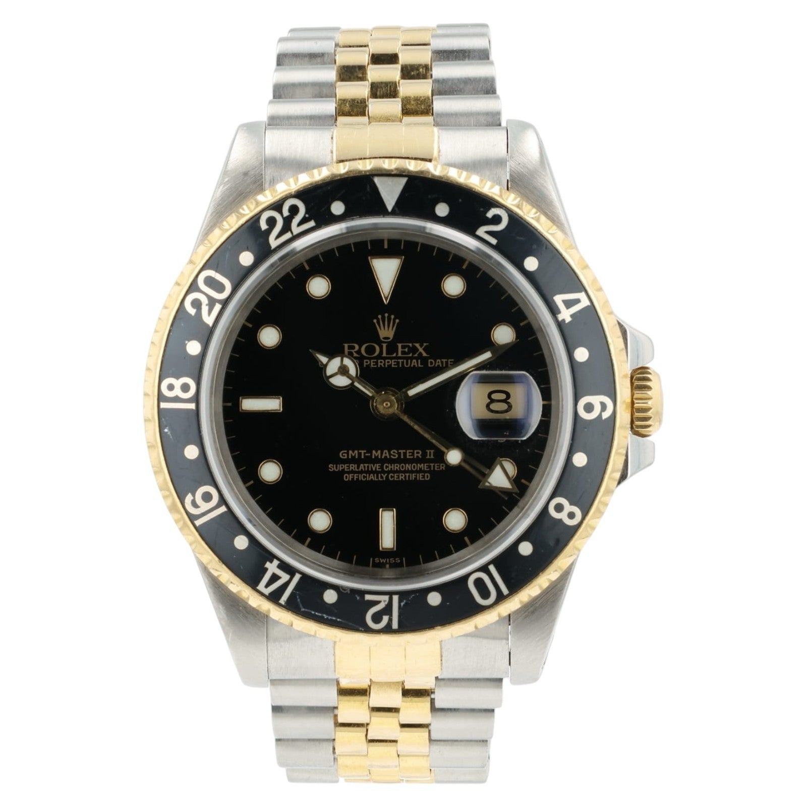 Rolex GMT Master II Black Dial Gold & Steel 40mm Automatic Men’s Watch 16713
