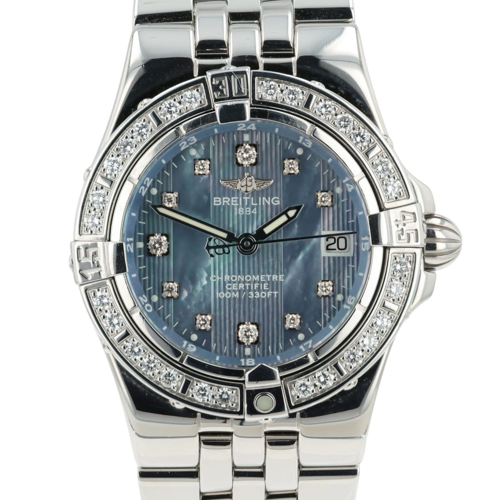 Breitling Starliner Blue MOP Dial Diamond Steel 30mm Quartz Women’s A71340