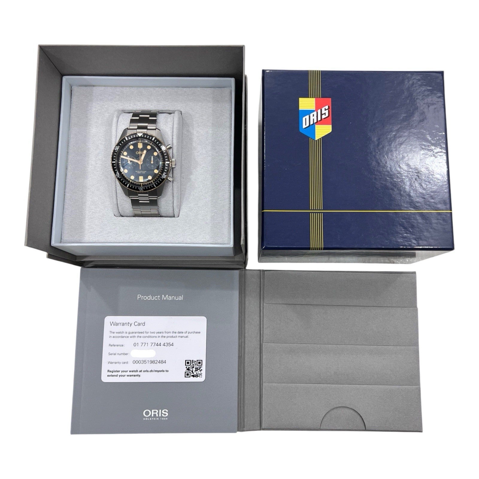 Oris 65 Chronograph Black Dial Steel 43mm Automatic Mens Watch 01 771 7744 4354