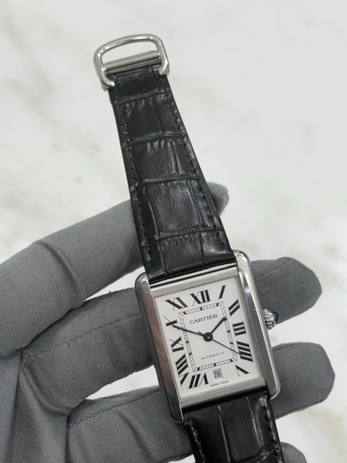 Cartier Tank Solo XL Steel 31mm Automatic Black Roman Dial Men’s Watch W5200028