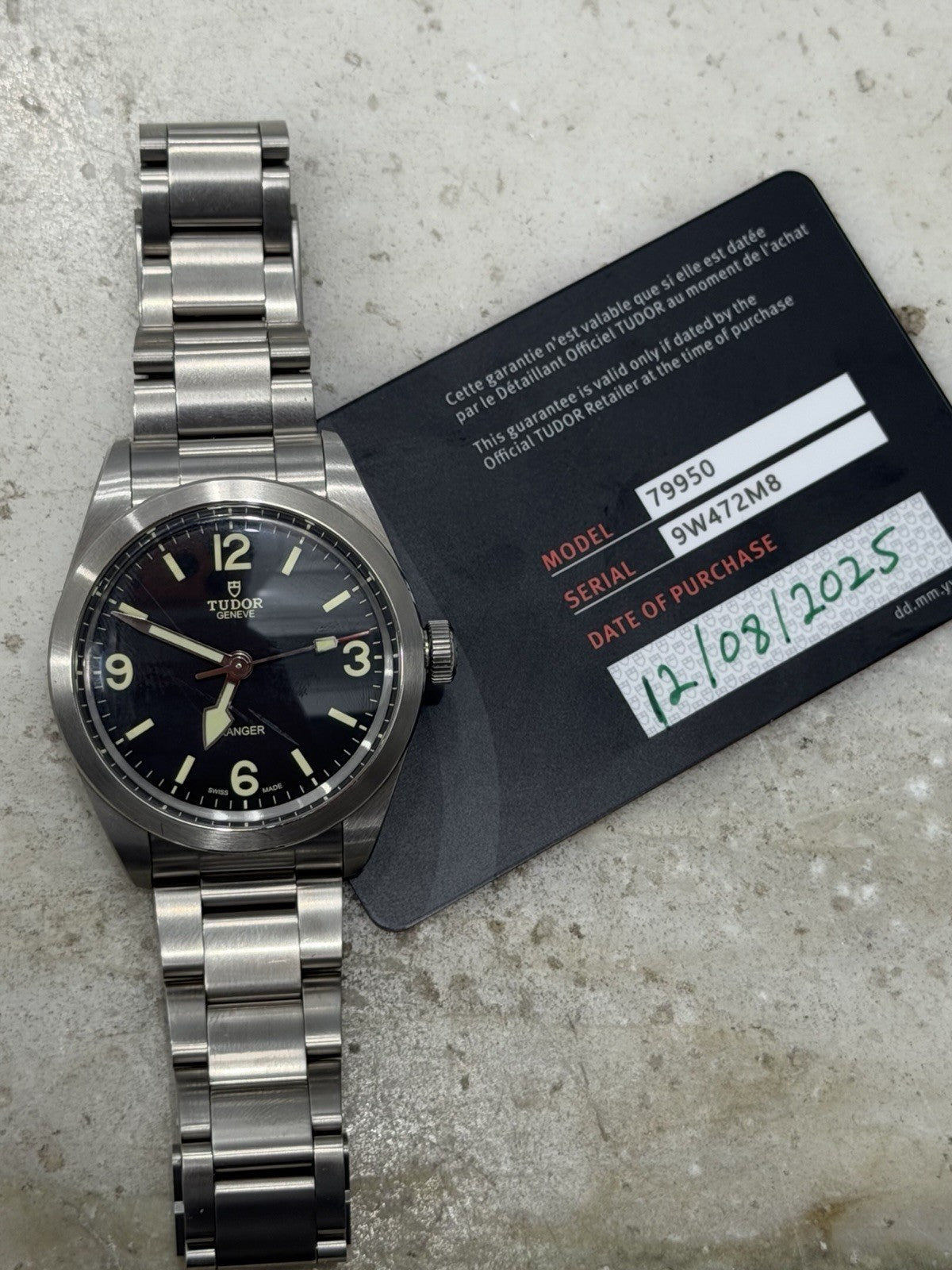8/2025 Tudor Ranger 39mm Stainless Steel 79950 Black Dial Automatic Mens Watch