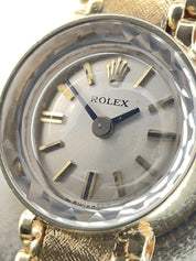 Rolex Ladies Cocktail 14k Yellow Gold Silver Dial 15mm Manual Wind Watch 3277