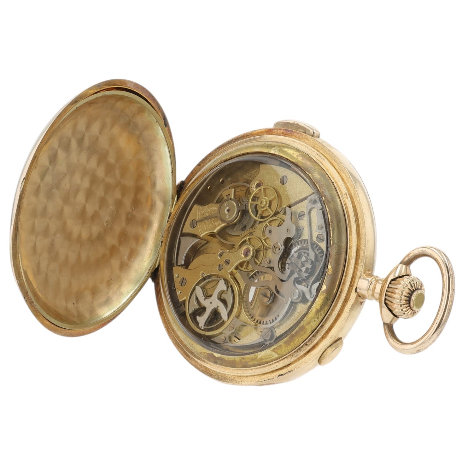 Invicta Pocket Watch 14K Rose Gold Repeater Chronograph Hunter Case
