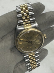 Rolex Datejust Yellow Gold And Stainless Steel 36mm Jubilee 16013 Champagne