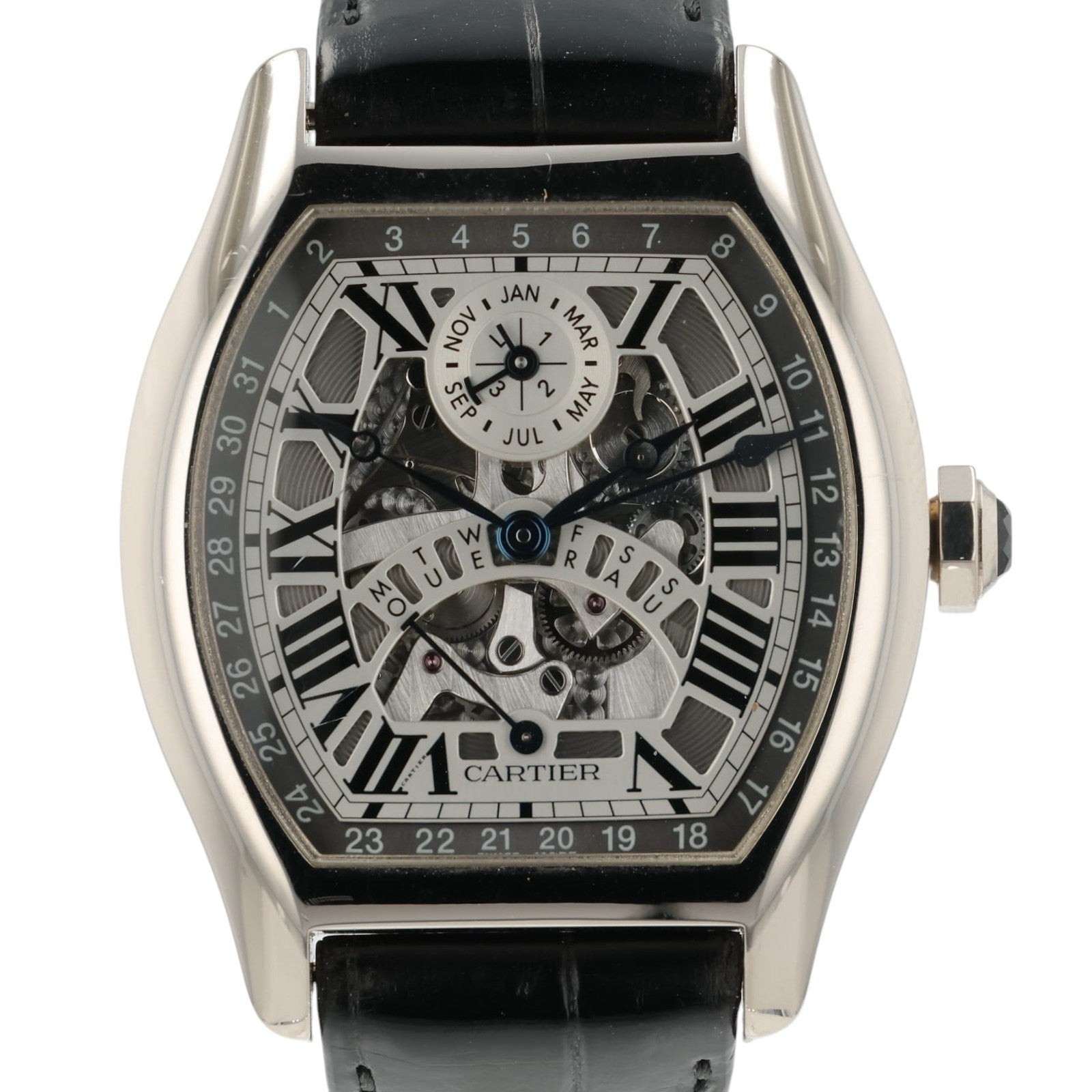 Cartier Tortue XL Perpetual Calendar 18k White Gold Auto Men’s Watch W1580048
