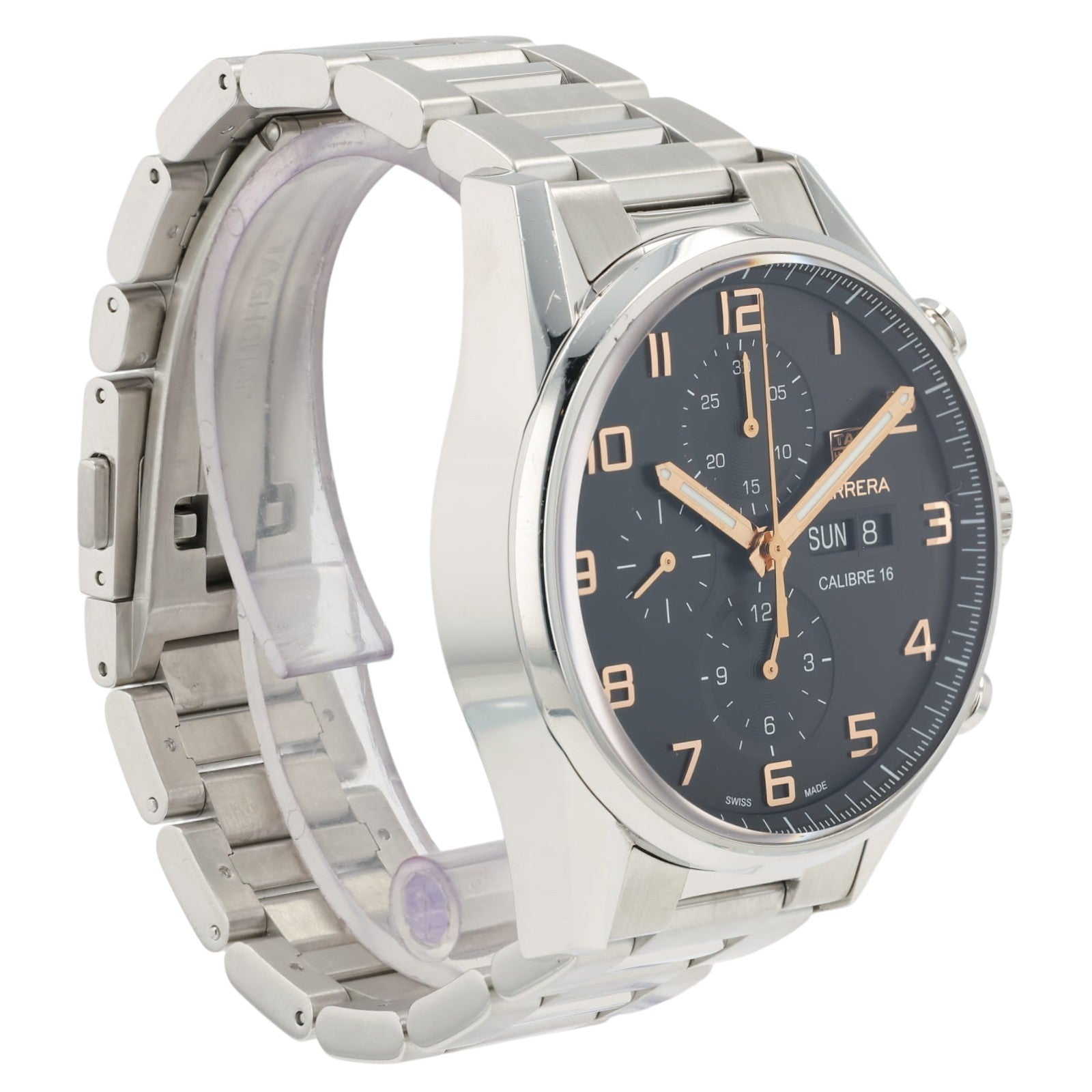 Tag Heuer Carrera Calibre Black Dial Stainless Steel 43mm Automatic Mens CV2A1AB