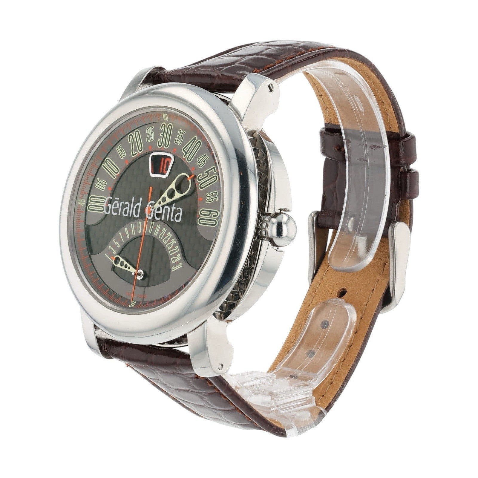 Gerald Genta Arena Bi Retro Steel Carbon Dial 46mm Automatic Mens Watch BSP.Y.10