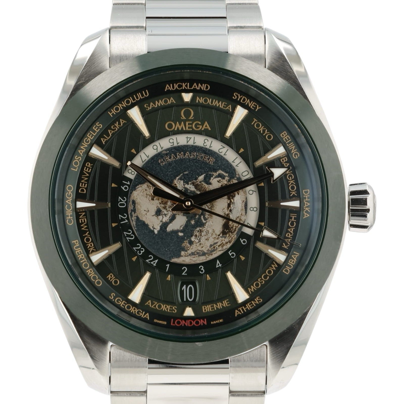 Omega Worldtimer Aqua Terra Green Dial Steel 43mm Automatic 220.30.43.22.10.001
