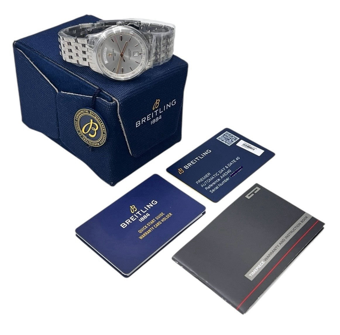 NEW Breitling Premier Day Date Silver Dial 40mm Automatic Men's Watch A45340