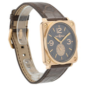 Bell & Ross Black Dial 18k Rose Gold 39mm Manual Wind Mens Watch BRS-70-R