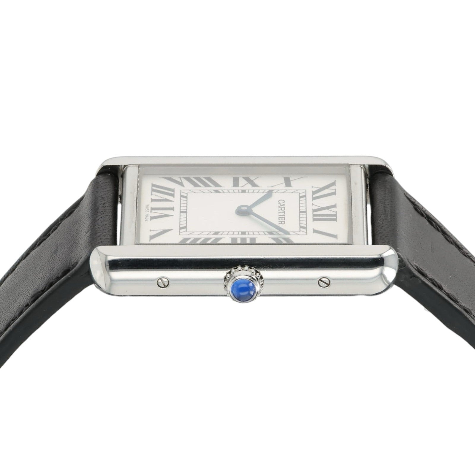 Cartier Tank Solo Silver Dial Stainless Steel 27x34mm Quartz Mens Watch W1018355