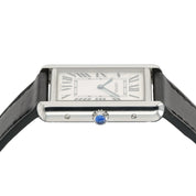 Cartier Tank Solo Silver Dial Stainless Steel 27x34mm Quartz Mens Watch W1018355