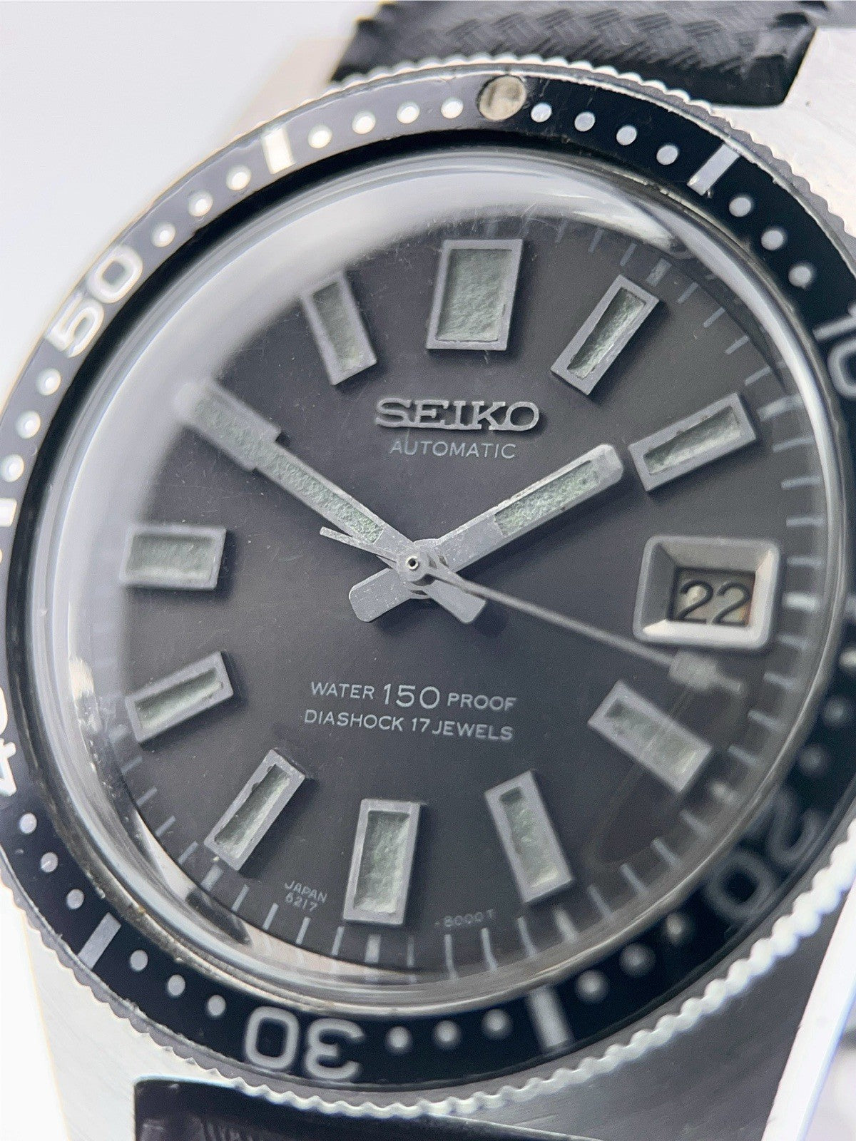 Seiko Stainless Steel Grey Dial 38mm Automatic Movement Mens Watch 6217-8001