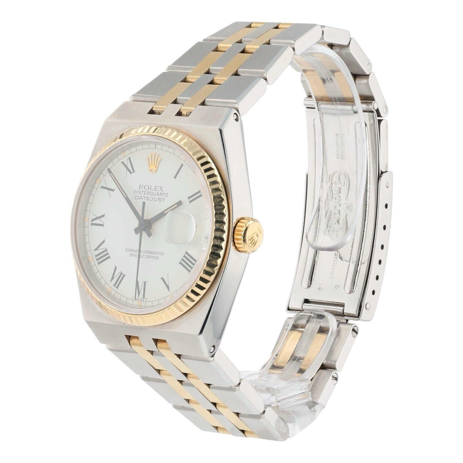 Rolex Datejust OysterQuartz Gold & Steel White Dial 36mm Quartz Mens Watch 17013