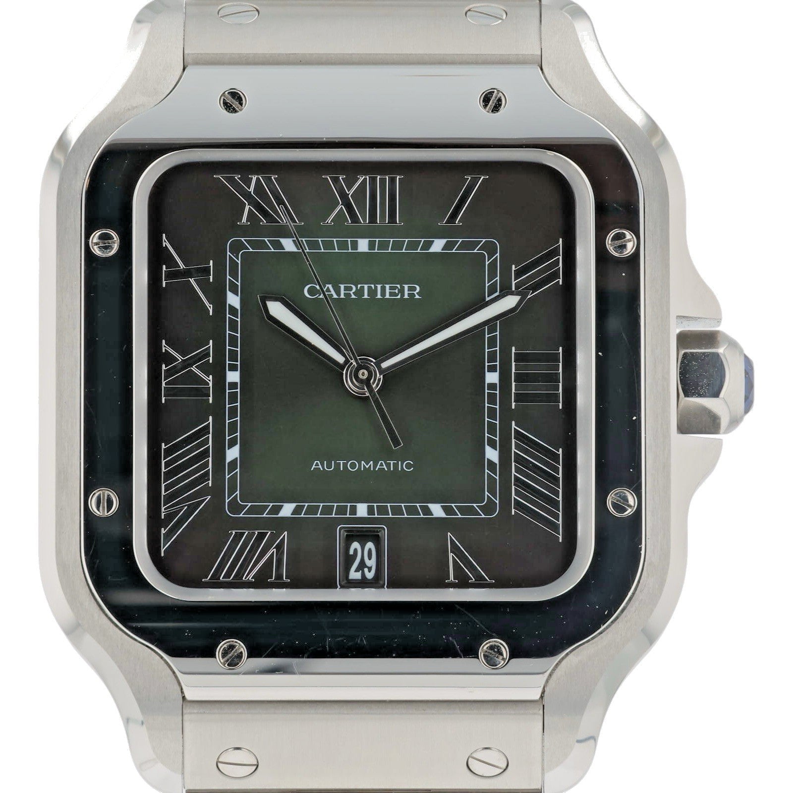 Cartier Santos Large Stainless Steel Green Dial 39mm Automatic Men’s WSSA0062