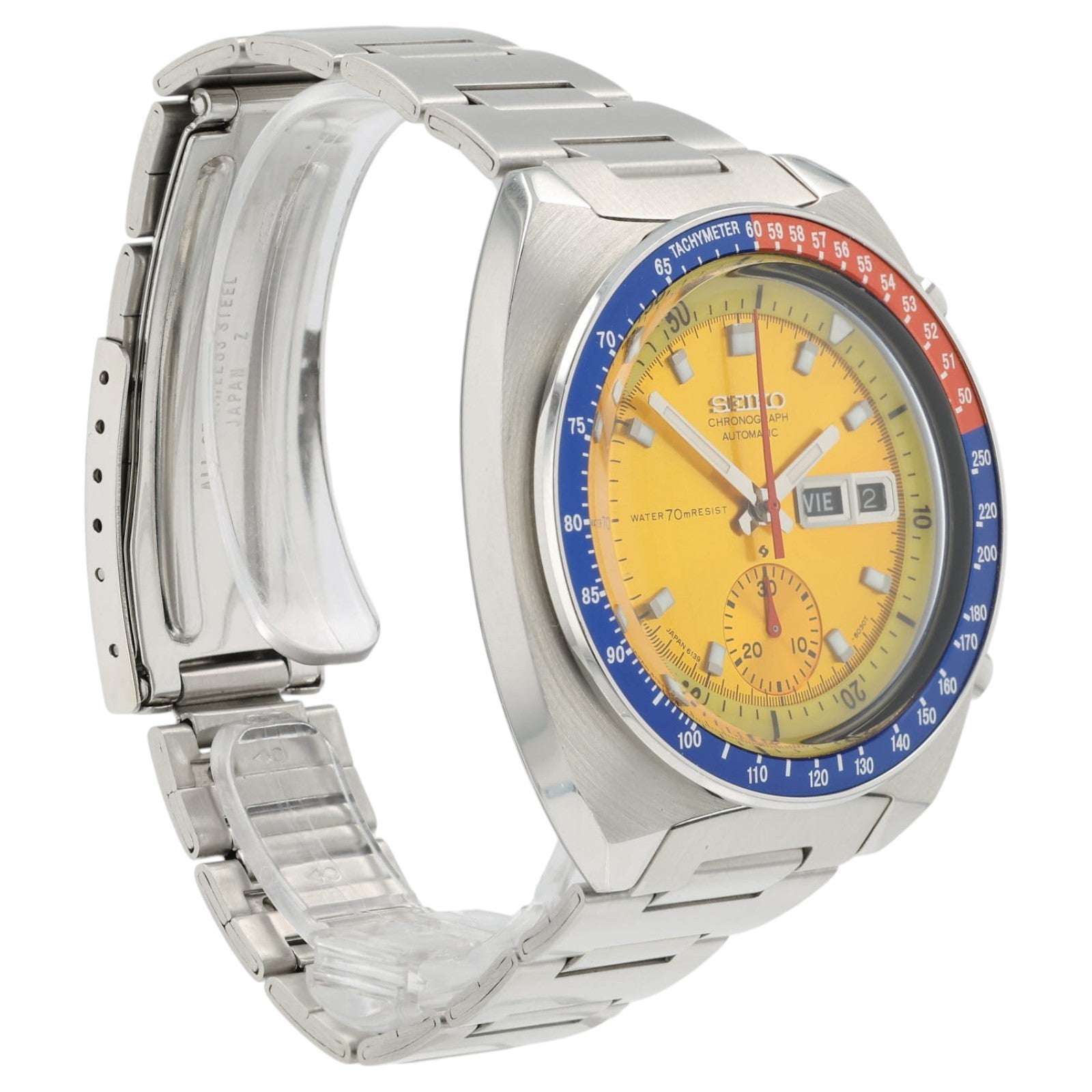 Seiko Pogue Chrono Yellow Dial Stainless Steel Automatic Men's Watch 6139-6002