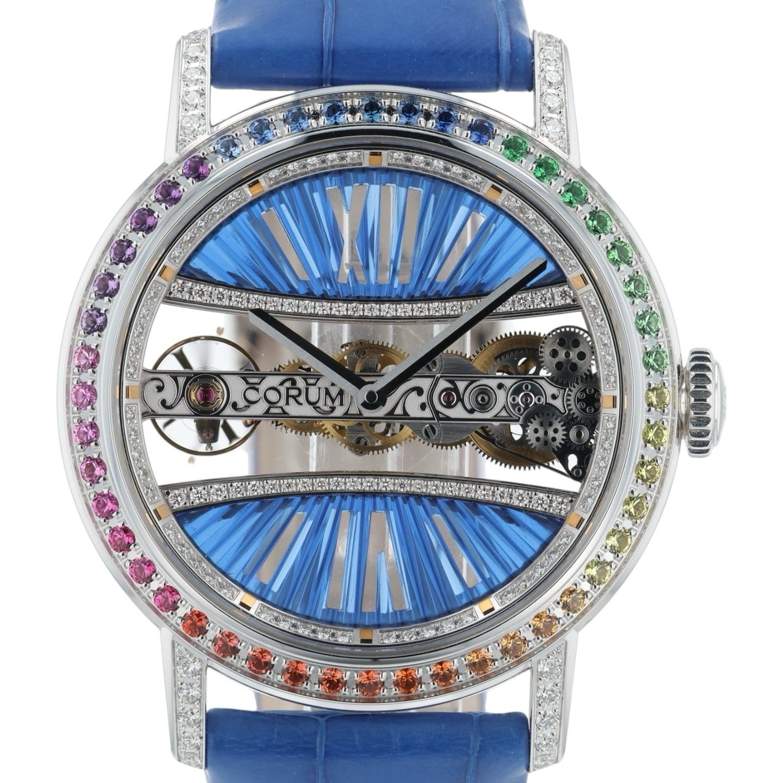 Corum Golden Bridge 18k White Gold Blue Dial 39mm Manual Wind Unisex B113/03852