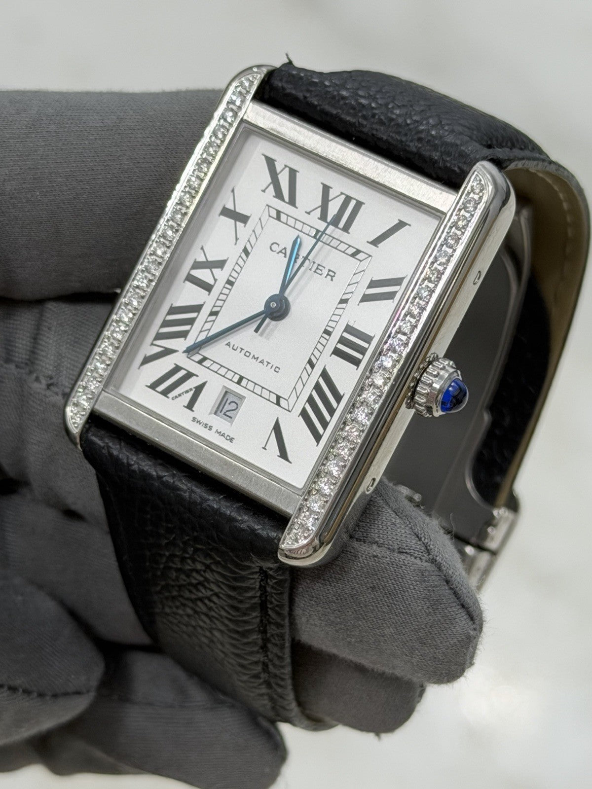 Cartier Tank Solo XL Men's Automatic Watch WSTA0029 - Aftermarket Diamonds