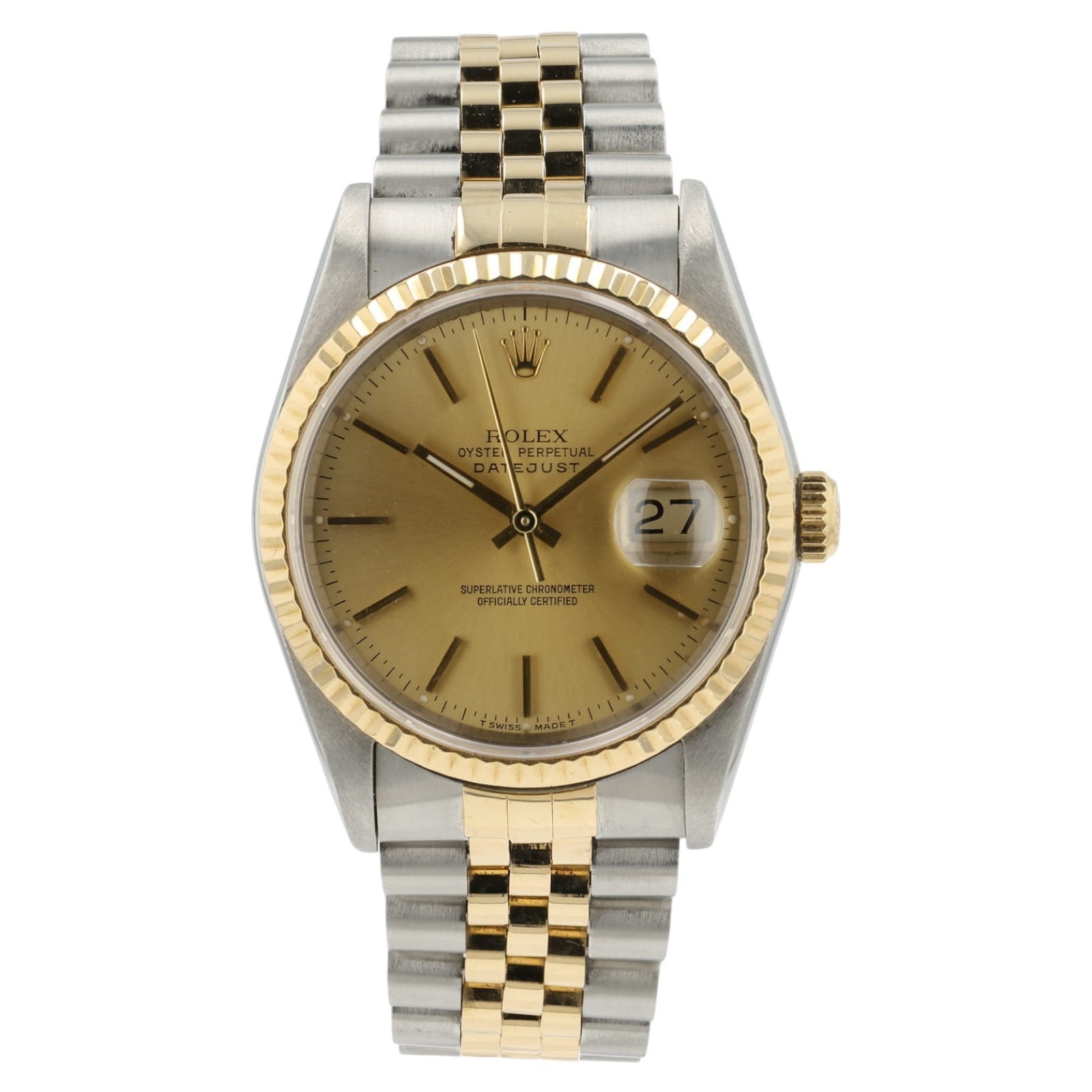 Rolex Datejust Champagne Dial 18K Yellow Gold and Steel 36mm Automatic 16233