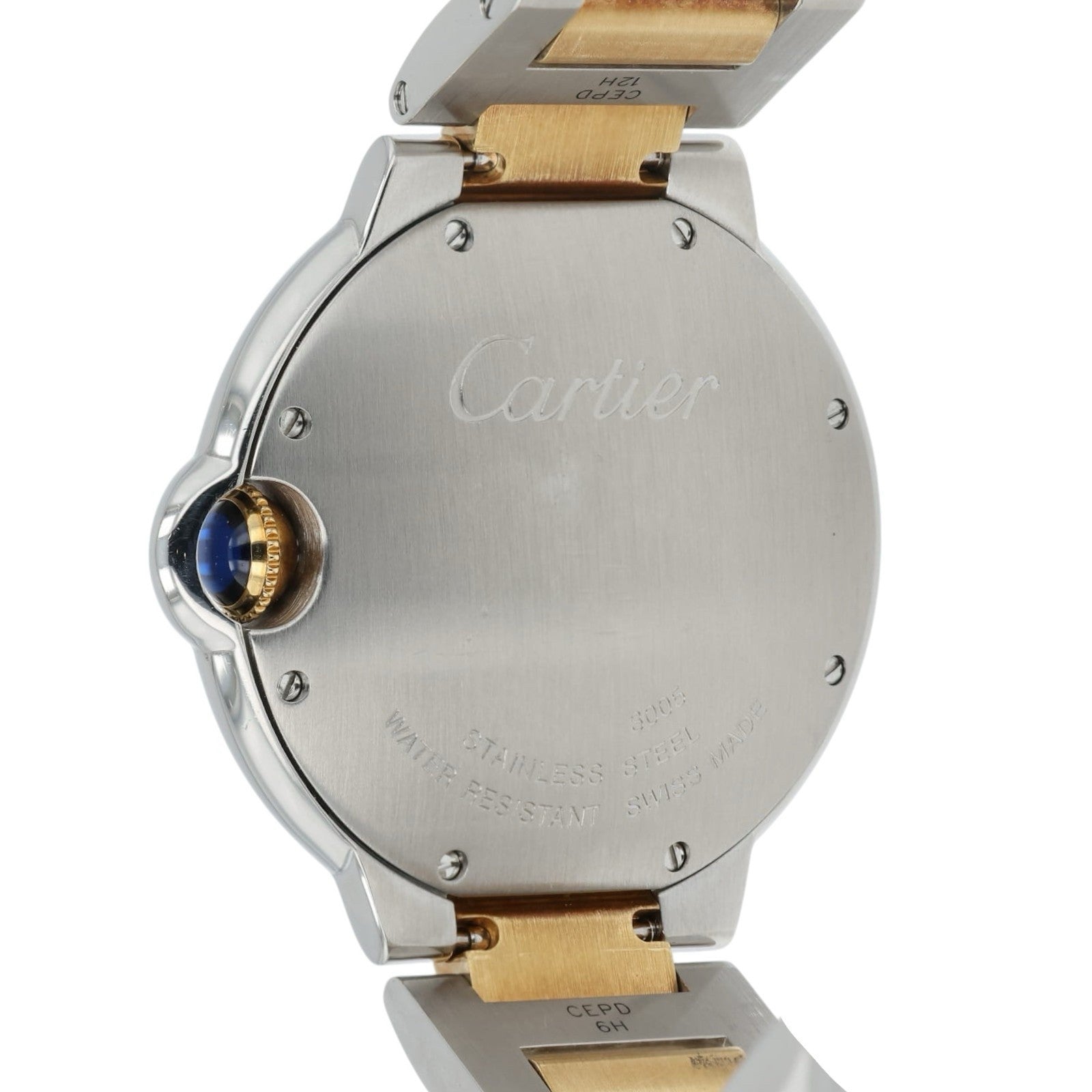 Cartier Ballon Bleu Silver Dial Gold & Steel 36mm Quartz Unisex Watch W69008Z3