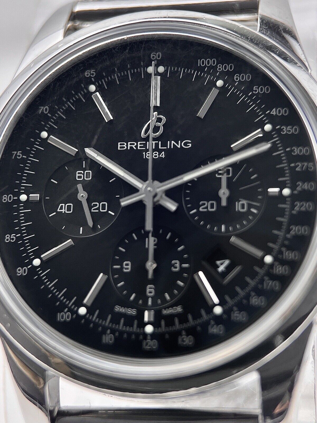 Breitling Transocean Chronograph Black Dial 43MM Automatic Box & Papers AB0152