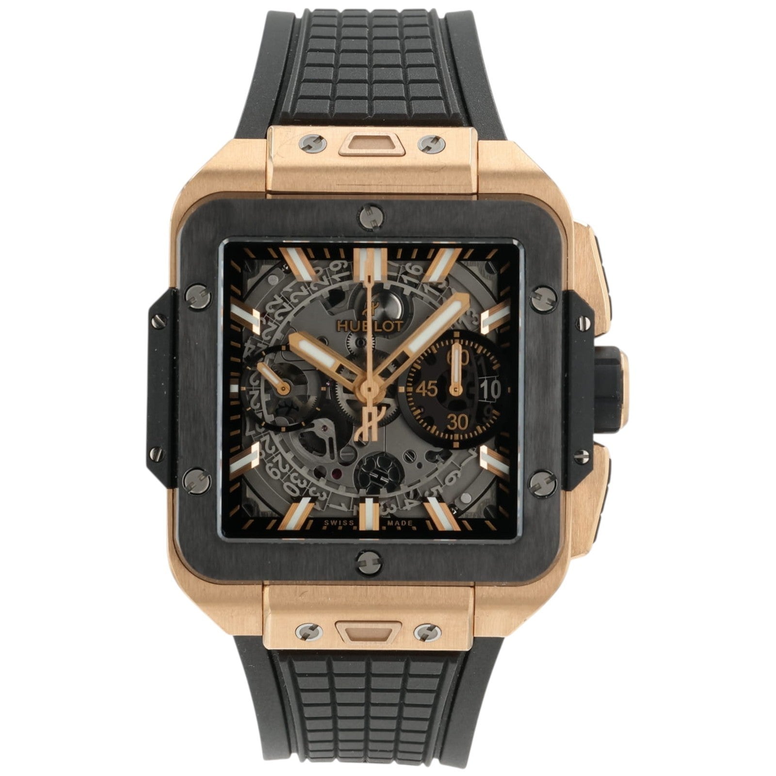 Hublot Square Big Bang Skeleton Dial 18k Rose Gold 42mm Automatic 821.OM.0180.RX