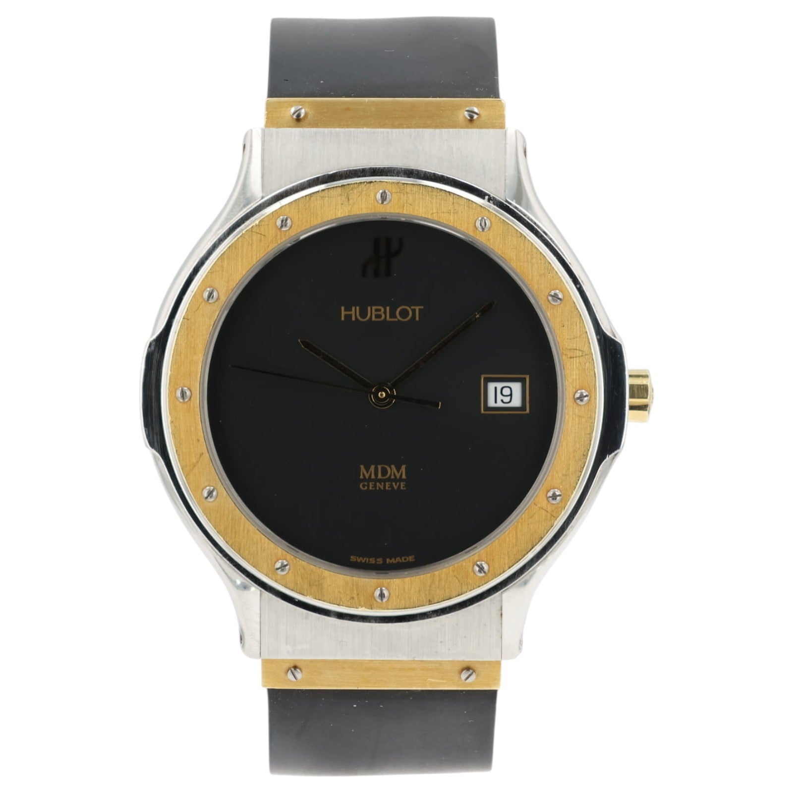 Hublot Classic MDM Black Dial Gold & Steel 36mm Quartz Men's Watch 1521.2