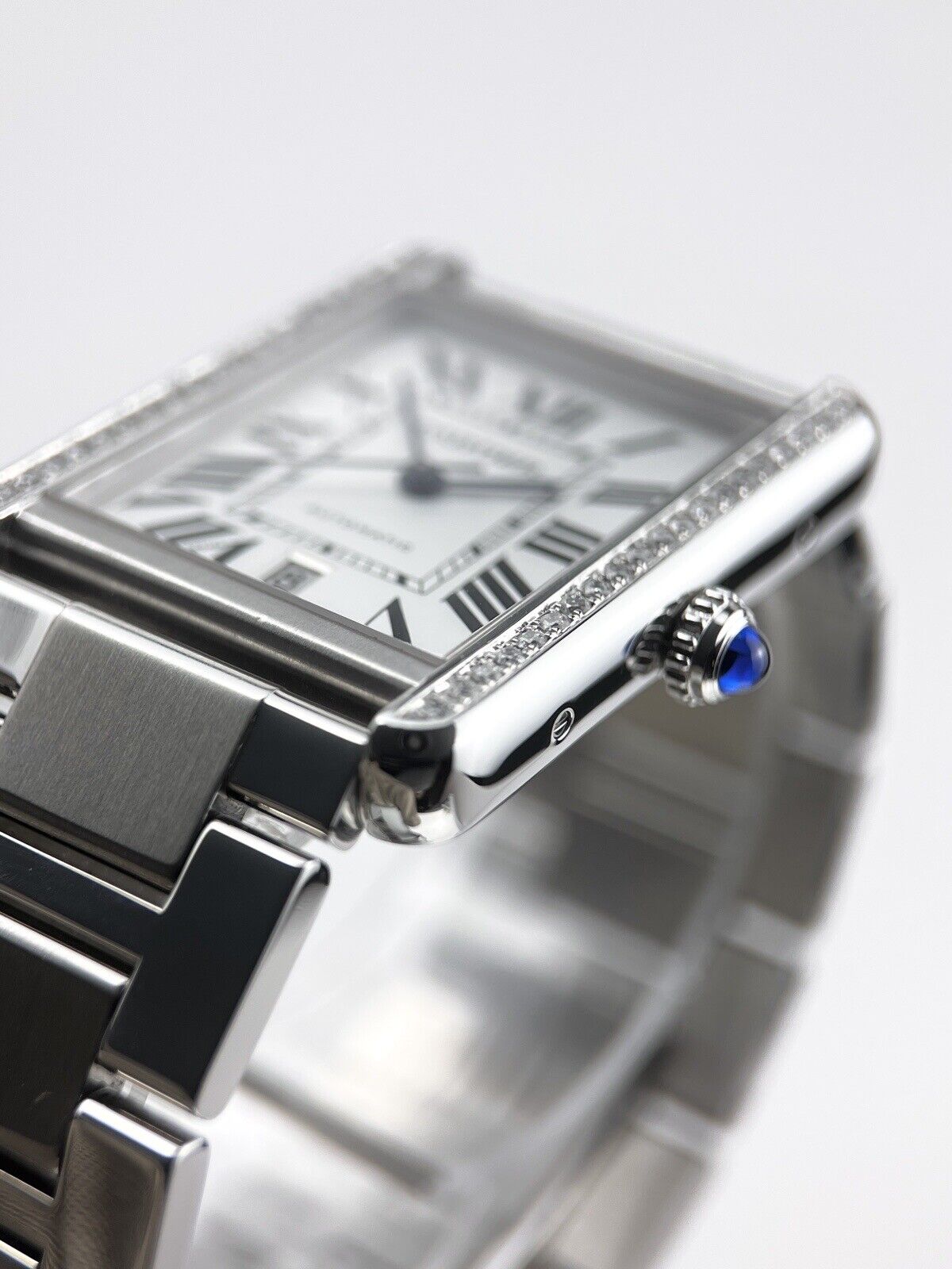 Cartier Tank Solo Extra Large Automatic Steel Mens Watch W5200028 AM Diamonds