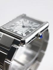 Cartier Tank Solo Extra Large Automatic Steel Mens Watch W5200028 AM Diamonds