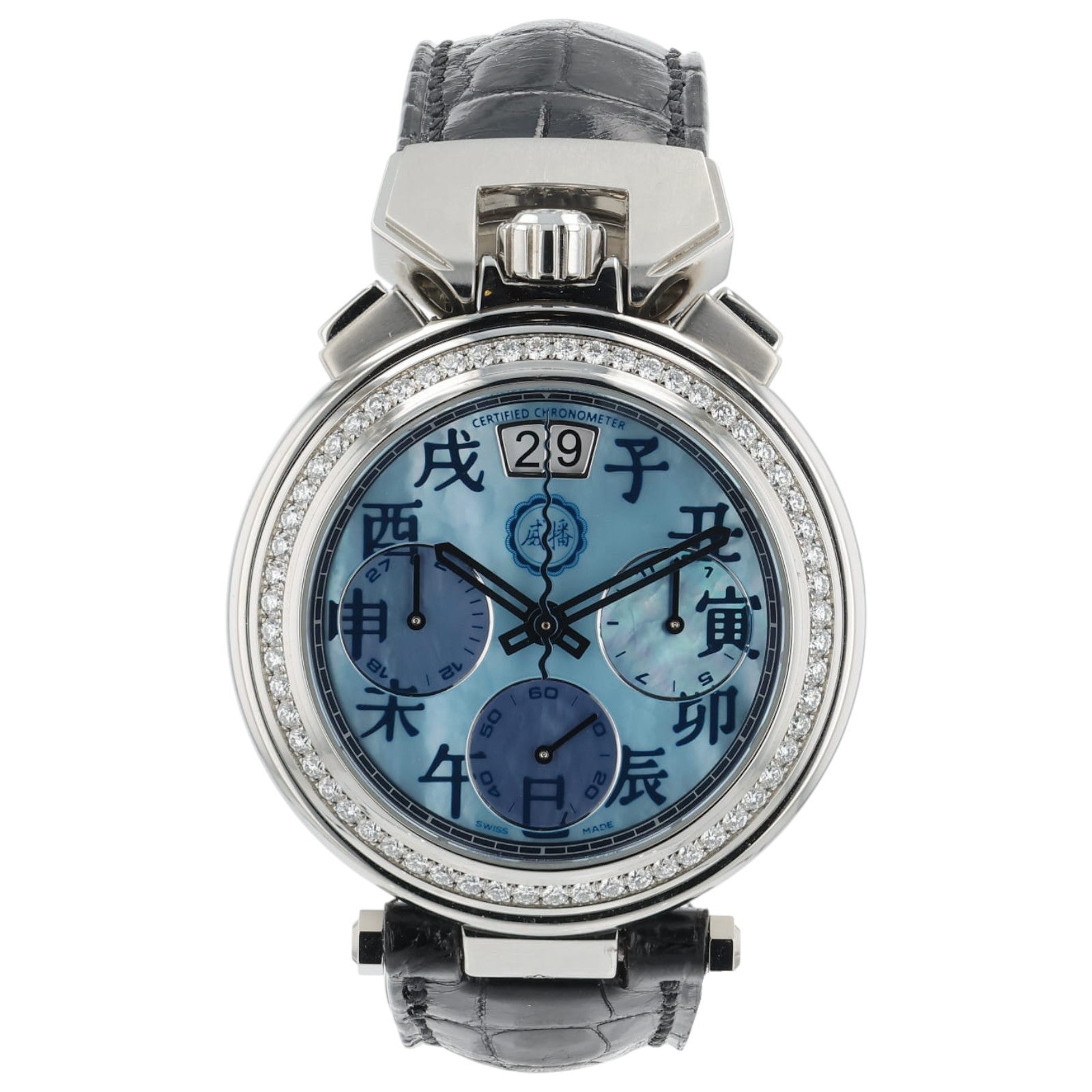 NEW 2025 Bovet Sportster Diamond Bezel Steel Blue Dial 40mm Auto Watch SP0187