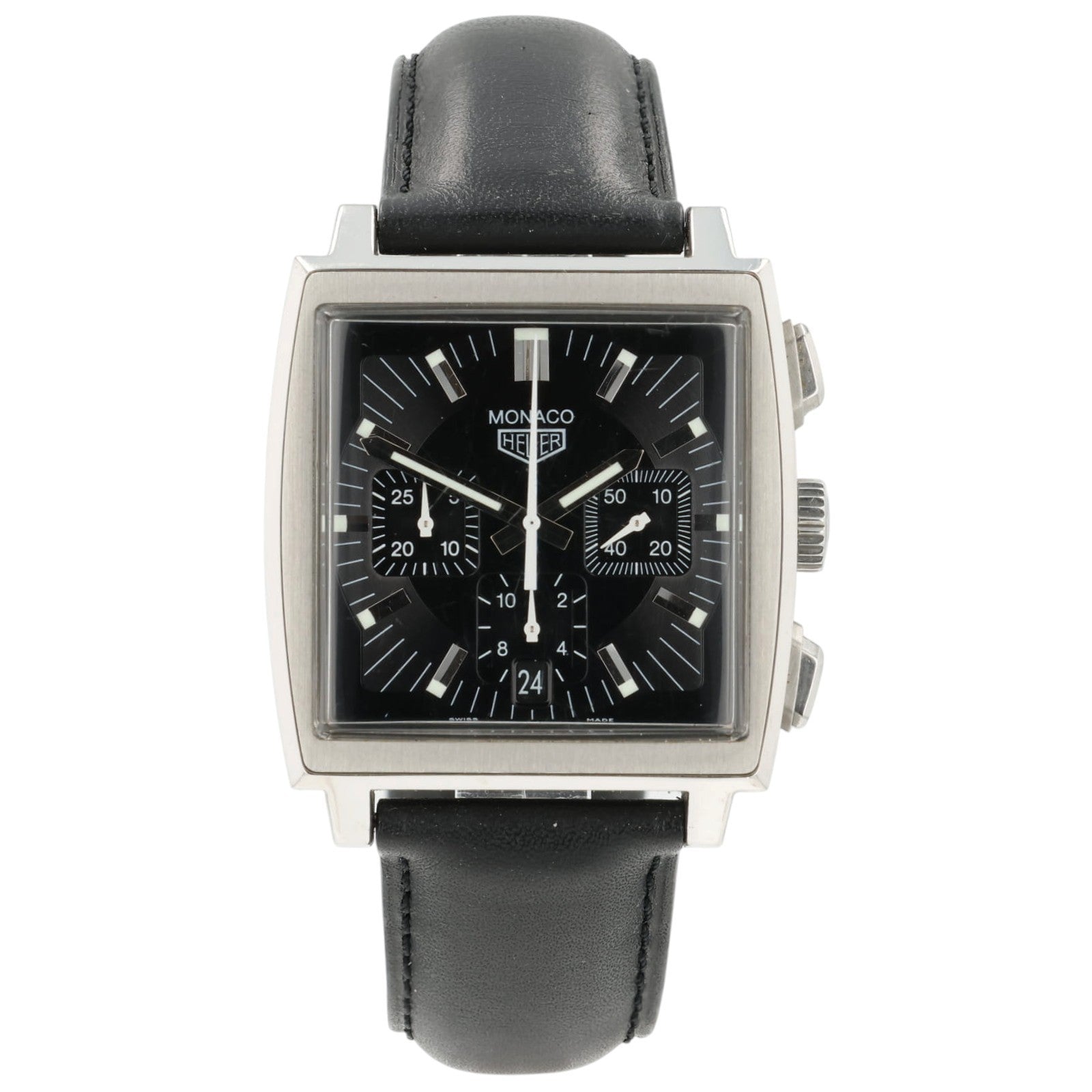 Tag Heuer Monaco Black Dial Stainless Steel 38mm Automatic Mens Watch CS2111