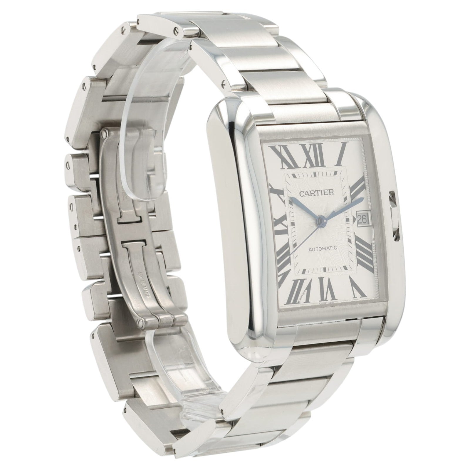 Cartier Tank Anglaise Silver Color Dial Steel 47x36mm Automatic Mens W5310008