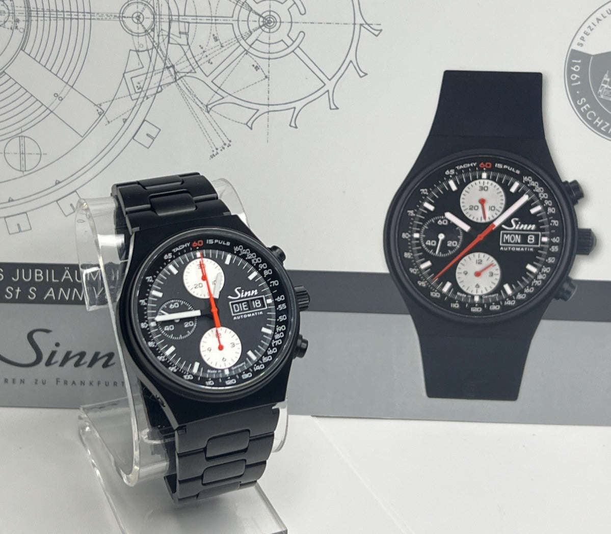 Sinn MODEL 144 Black PVD  60th Anniversary Day Date Chronograph w/ Box & Papers