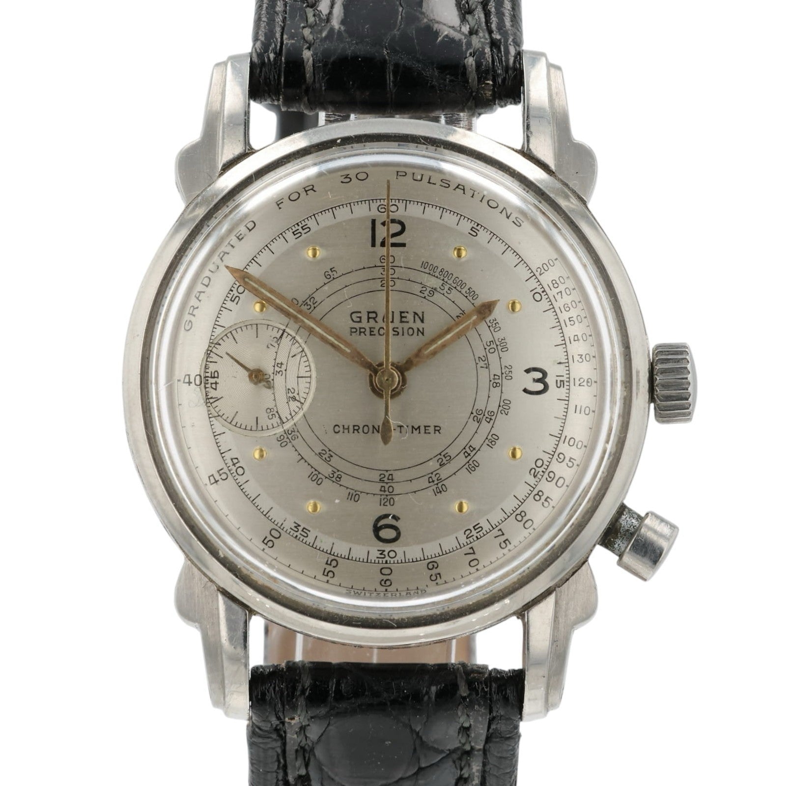 Gruen Chrono-Timer Silver Dial Stainless Steel 33mm Manual Wind Men’s Watch