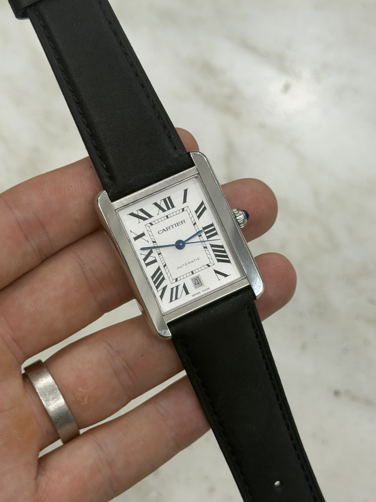 Cartier Tank XL Silver Dial Stainless Steel 31mm Auto Men's Watch W5200027