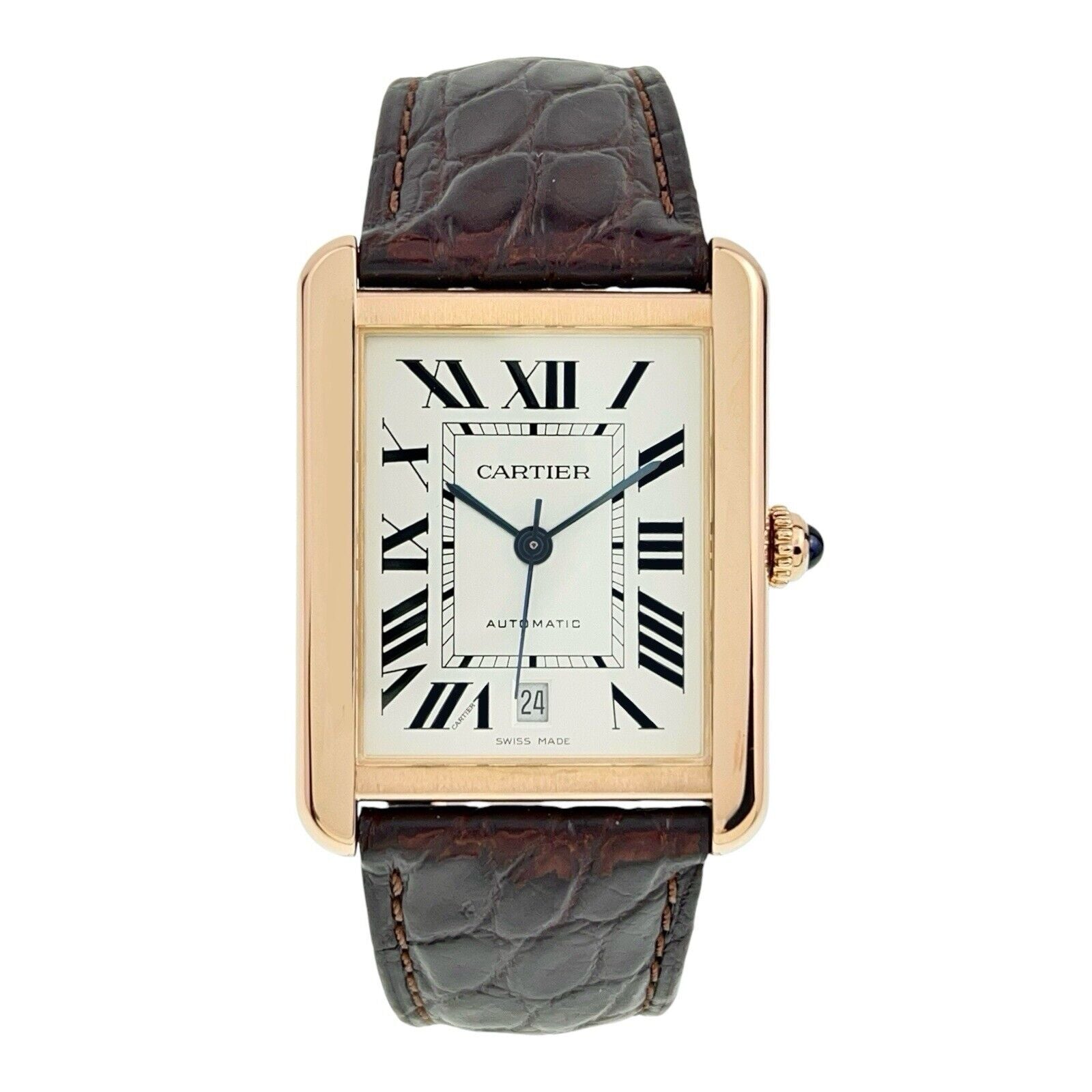 Cartier Tank Solo 18k Rose Gold & Steel Silver Color Dial 31mm Automatic Watch