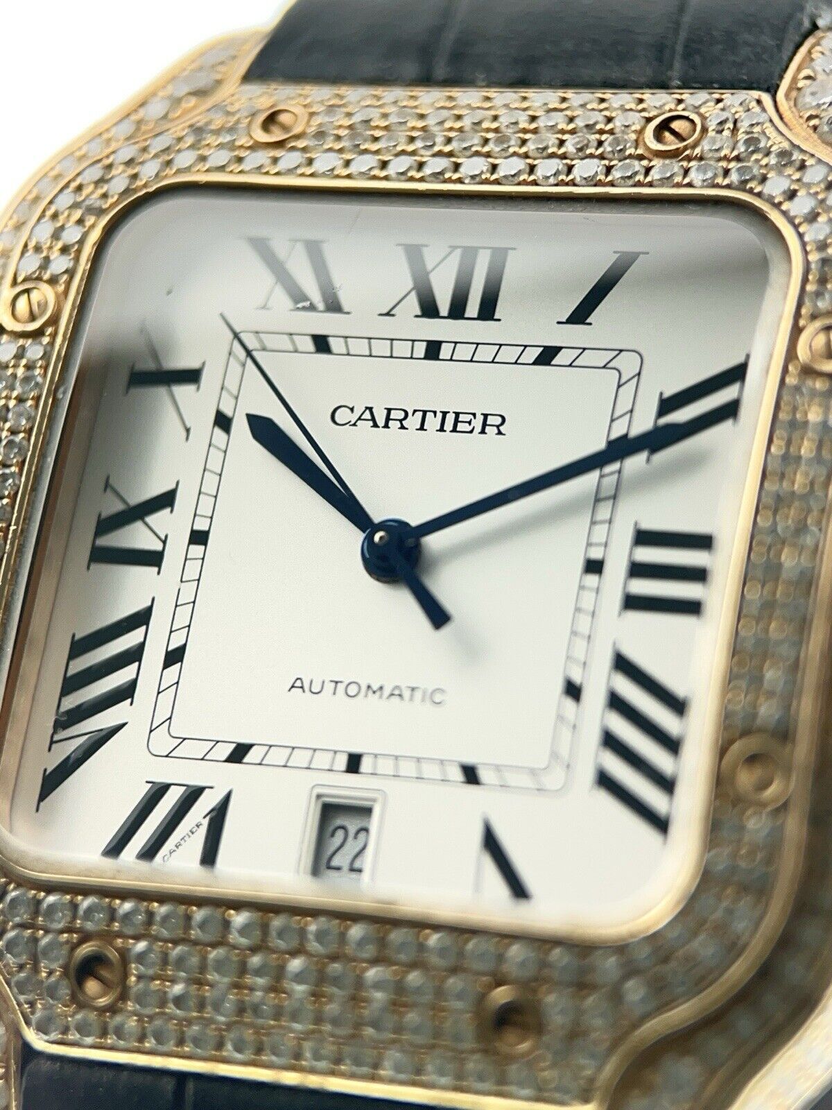 Cartier Santos Large 18k Rose Gold 39.8mm Automatic Men’s Diamond Watch WGSA0019