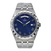 TUDOR Royal Blue Roman Day Date Stainless Steel Men's Automatic Watch 28600