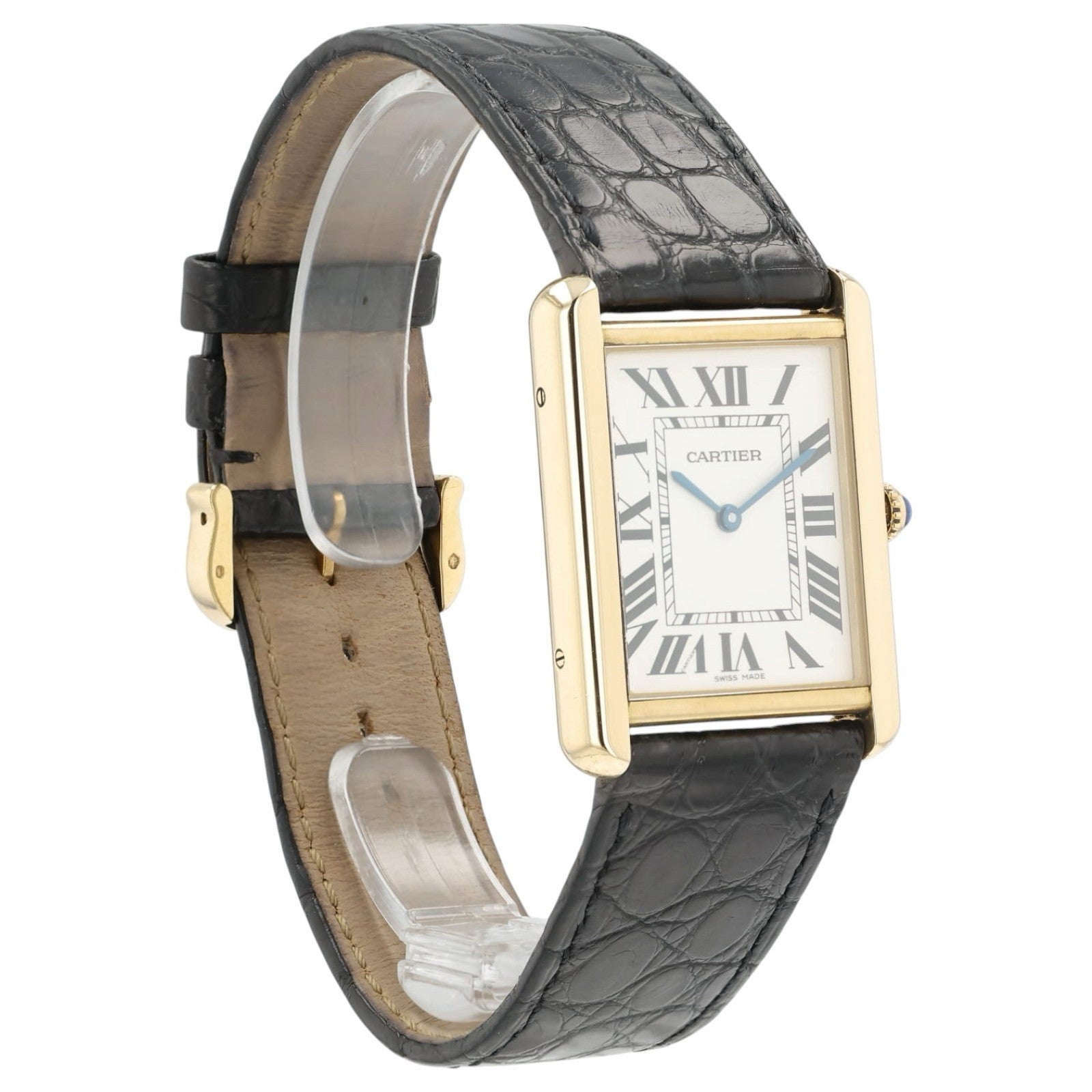 Cartier Tank Solo Silver Dial 18k Yellow Gold & Steel 34x27mm Quartz W1018855