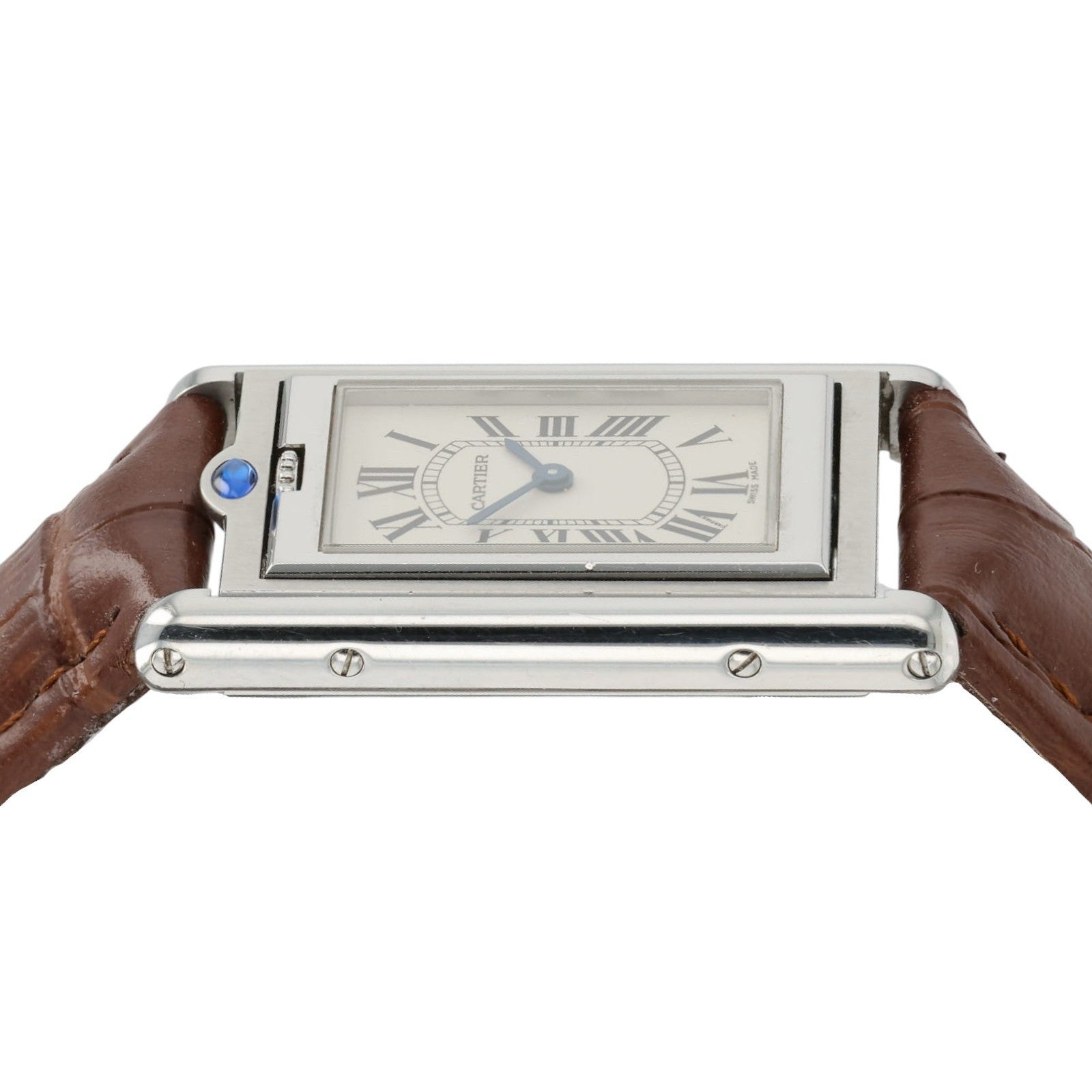 Cartier Tank Basculante Silver Dial Steel 24x36mm Quartz Men’s Watch W1011258